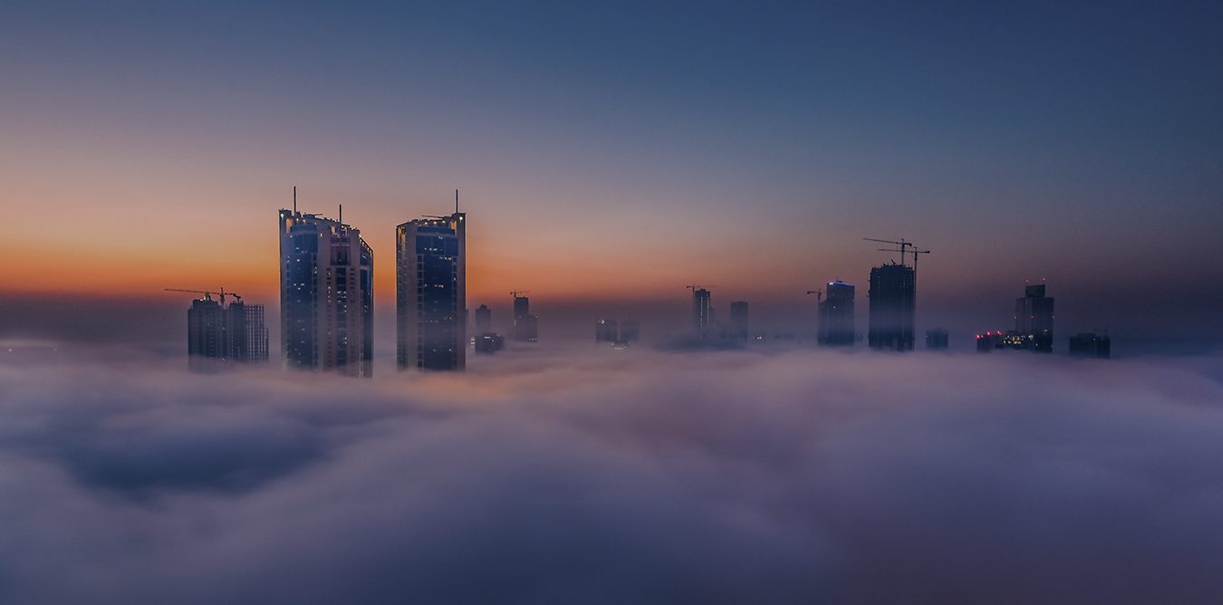 Skyscrapers above the clouds